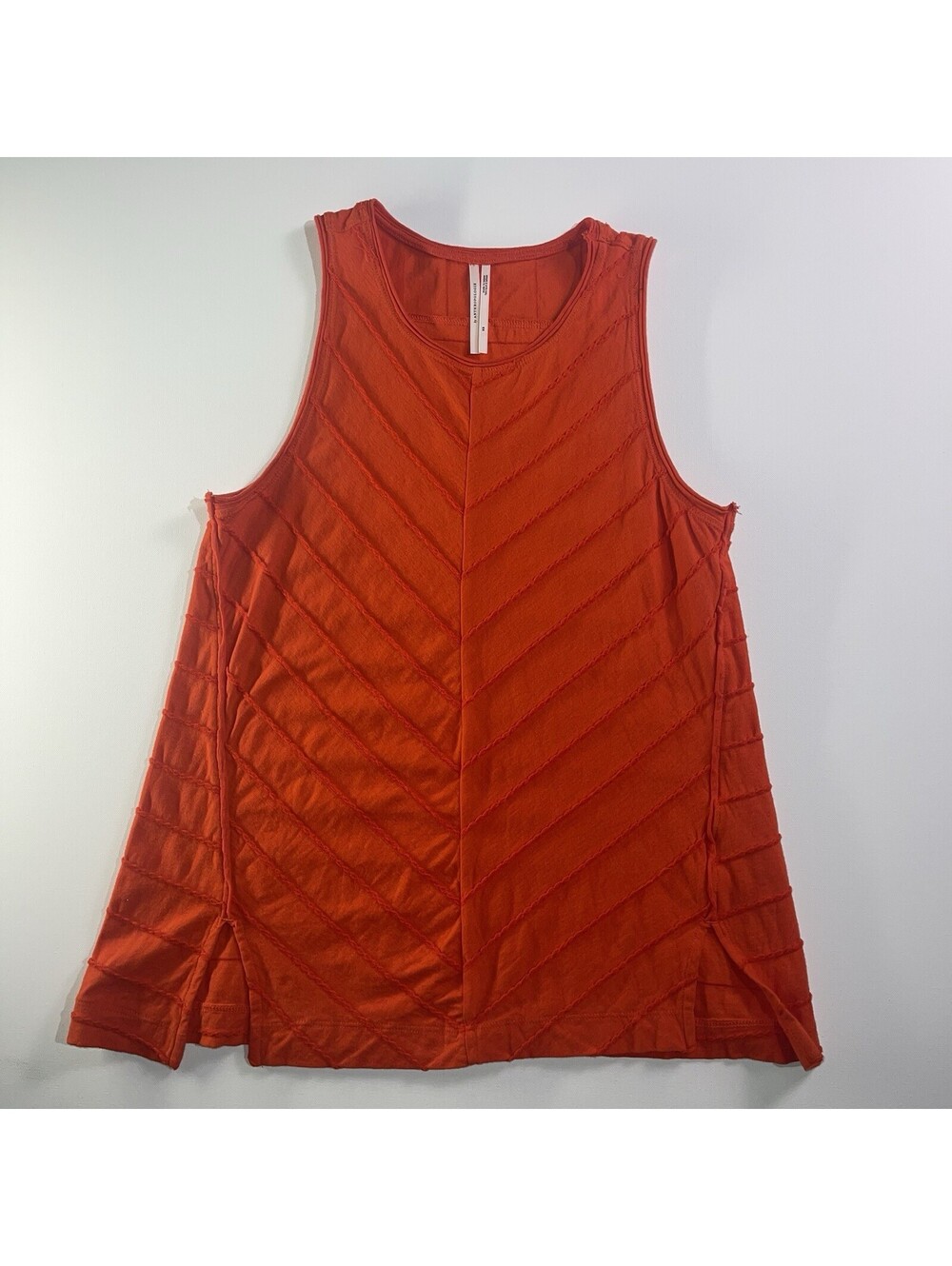 Anthropologie Tank Top XS Orange Textured Sleeveless Blouse Boho Casual Chevron